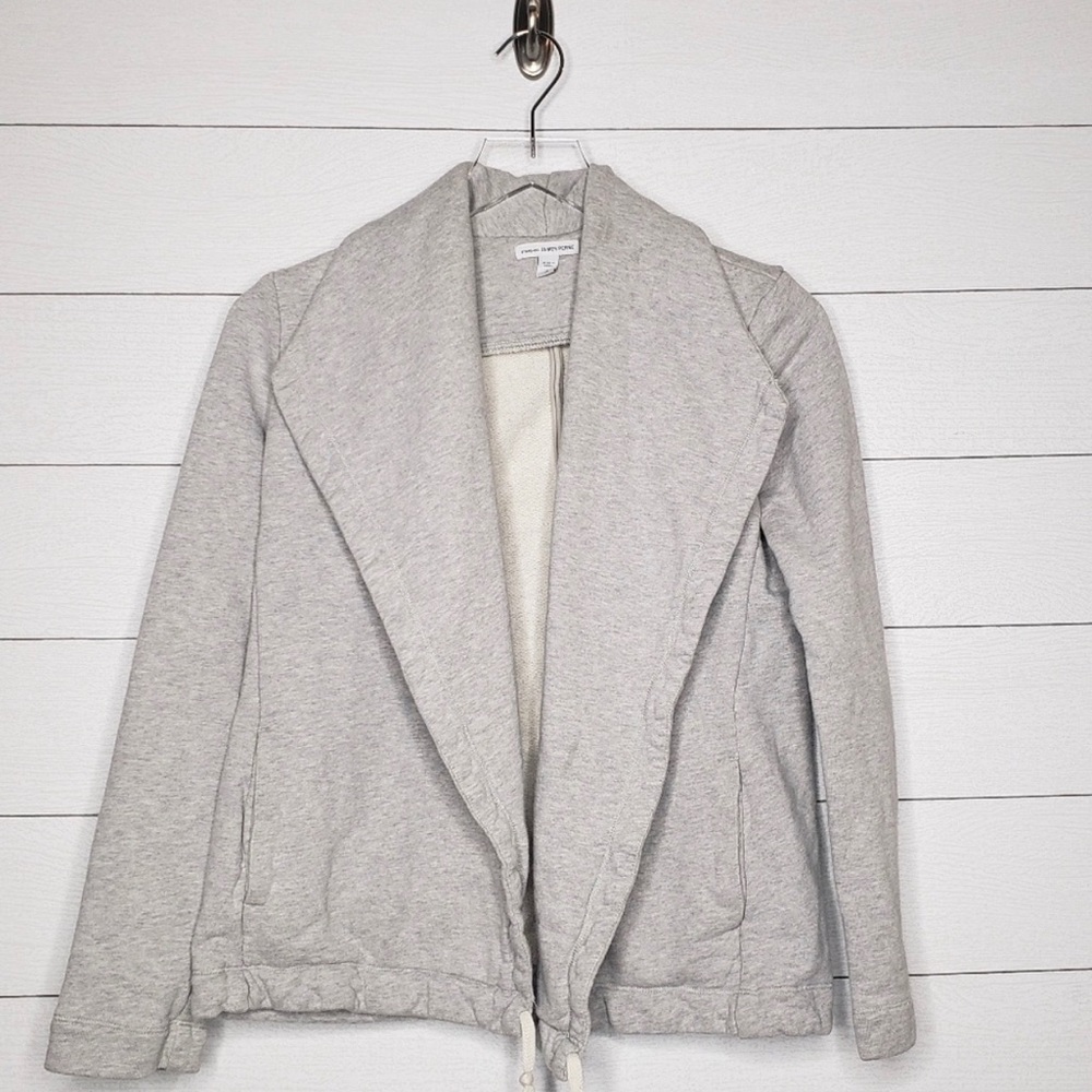 James Perse Gray Jersey Sweatshirt Tie Jacket 2